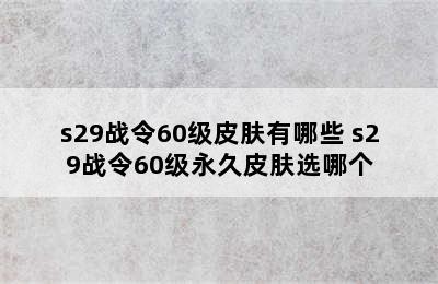 s29战令60级皮肤有哪些 s29战令60级永久皮肤选哪个